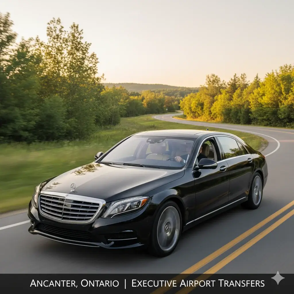 Benz S550 sedan for executive Ancaster airport transfers.
